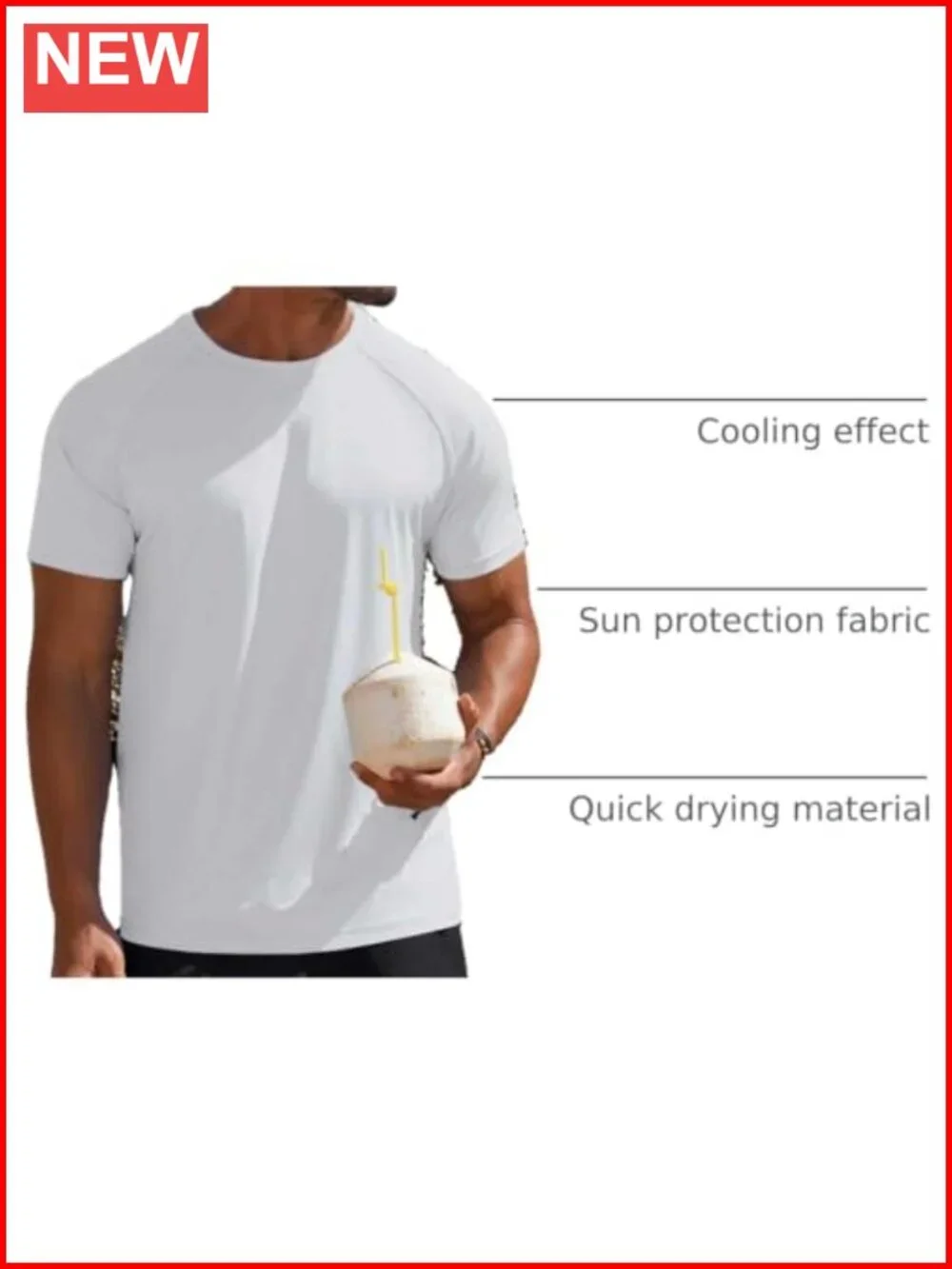 UPF 50+ Quick Dry Rash Guard Shirt for Men, Stretchy Lightweight Swim Tee
